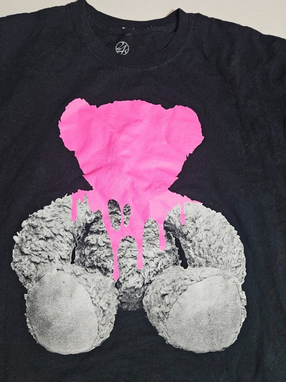 24karats TShirt Black with Broken Bear Print Size XL